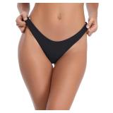 Relleciga Womens Cheeky Bikini Bottom Black XL