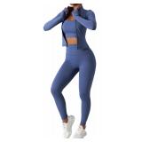 Yknktstc 2 Piece Workout Set Blue Small