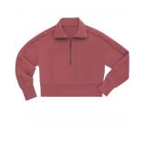 Womens Half Zip Pullover Sweatshirt Dusty Rose L