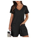Anrabess V-Neck Romper Black Medium