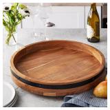 CMAINZE Acacia Wood Farmhouse Lazy Susan 18