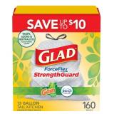 Glad ForceFlex Kitchen Trash Bags 13 Gal 160ct
