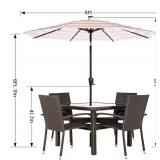 Sun-Ray 9 Solar LED Patio Umbrella TaupeWhite