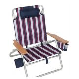 Position Beach Chair With Wooden Armrest