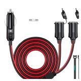 Gibbab 13ft 2-Way Car Cigarette Lighter Splitter