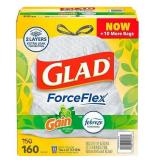 Glad ForceFlex 13 Gallon Trash Bags 160ct Febreze