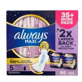 Always Maxi Extra Heavy Overnight Pads Size 5 66ct