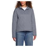 Lands End Womens Quilted Pullover Hoodie XS Blue