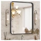 Dumos 36x24 Inch Matte Black Metal Wall Mirror
