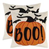Luoyehk Halloween Pumpkin Boo Pillow Covers 18x18