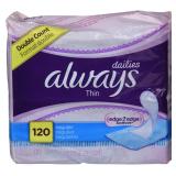 Always Dailies Pantiliners 60ct 2pk
