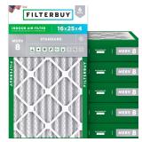 Filterbuy 16x25x4 Air Filter MERV 8 6pk