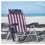 Position Lay Flat Beach Chair Nautical
