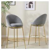 GDFStudio Upholstered Barstools 30 2pk Gray Gold