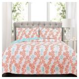 Lush Decor Dina Coral Reversible Quilt King Set