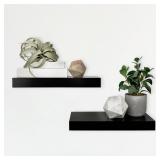 MCS Floating Shelf Black 18x8 In 2pk