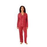 DreamMerch Notch Collar Pajama Set Red Plaid...