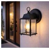 Black Outdoor Hardwired Wall Lantern Sconce