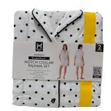 Womens 2-Piece Short Sleeve Notch Collar PJ Set XL