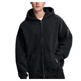 Faiable Acid Wash Full Zip Hoodie Black Medium