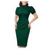 AISIZE Tie Neck Puff Sleeve Cocktail Dress XL