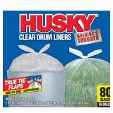 Husky 55 Gallon Drum Liner 80ct Trash Bags