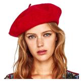 Utowo Wool French Beret Red One Size