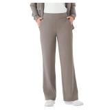 Womens Travel Wide Leg Pant Taupe XL