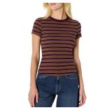 Amazon Essentials Rib Crewneck T-Shirt Brown M