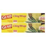 Glad Cling Plastic Wrap 400 Sq Ft 2pk