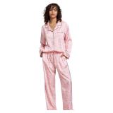 YiNi LuLu Silk Satin Pajamas Set Pink Spot Size S