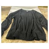 Black Waffle Knit Long Sleeve Crewneck Shirt