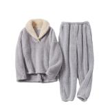 Peaceglad Mens Coral Fleece Pajama Set XL Grey
