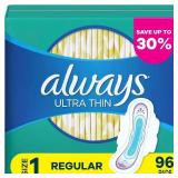 Always Ultra Thin Regular Pads With Wings 96ct