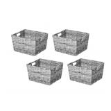 Woven Storage Baskets Gray and White 4pk