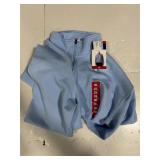 Ribbed Quarter Zip Pullover Ladies XL Light Blue