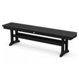 Polywood Farmhouse Trestle 65 Inch Bench Black