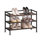 Seville Classics 3-Tier Stacking Shoe Rack Walnut