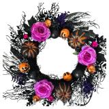 Idyllic 20 Inch Skeleton Kitten Halloween Wreath