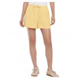 Womens Yellow Linen Blend Pull-On Shorts Small