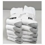 Mens Crew Socks Size 6-12 10 Pair White