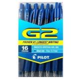 Pilot G2 Gel Roller Ball Pens Fine Blue 16pk