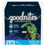 Goodnites Boys Nighttime Underwear SM 74ct