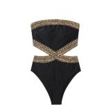 Milumia Strapless One Piece Swimsuit Black Medium