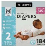 Premium Baby Diapers Size 2 184ct