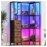 Aflui 4-Tier Corner Bookshelf With LED Lights
