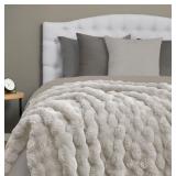 Ultra Fine Faux Fur Throw Blanket 60x70 Natural