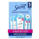 Secret Invisible Solid Antiperspirant 2.4oz 5pk