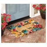 Floral Hello Coir Doormat 23 x 35