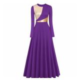 IBAKOM Metallic Praise Dance Dress Purple M